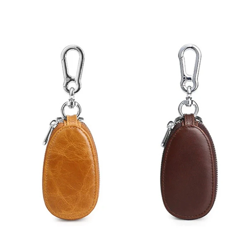 Ekphero Men Genuine Leather Mini Car Key Case Minimalist Zipper Key Holder Storage Bag for Men Double Layer Key Slot Bag with Key Chain (image for) Ekphero Men Genuine Leather Mini Car Key Case Minimalist Zipper Key Holder Storage Bag for Men Double Layer Key Slot Bag with Key Chain